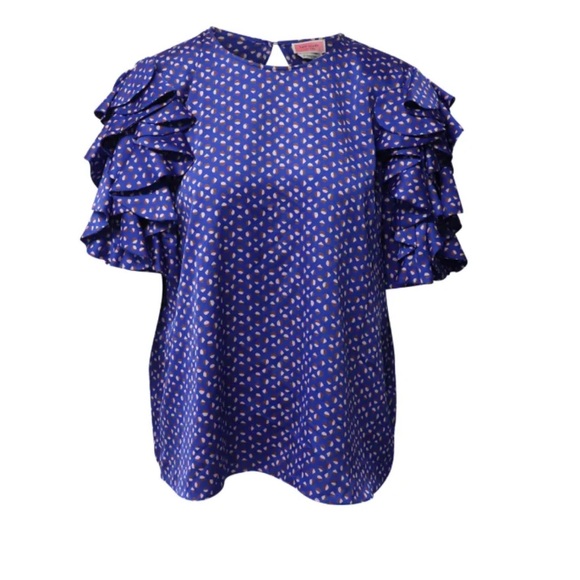 KATE SPADE - Ruffled puff-sleeve printed blouse - Picture 2 of 6